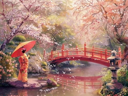 Diamond Painting japanisch Set für Erwachsene groß xxl 50x70cm DIY 5D Diamant Painting Landschaft Malen nach Zahlen Anfänger,Rund Diamant Malerei Kunst Kit für Wand Home Decor Geschenk 50x70cm Q592 von zzgoanguo