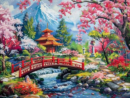 Diamond Painting japanisch Terrasse Set für Erwachsene groß xxl 25x30cm，Diamant Painting Malen nach Zahlen Diamant Anfänger，Full Square Drill Cross Stickerei Malerei Kunst Kit für Wand Home Decor B48 von zzgoanguo