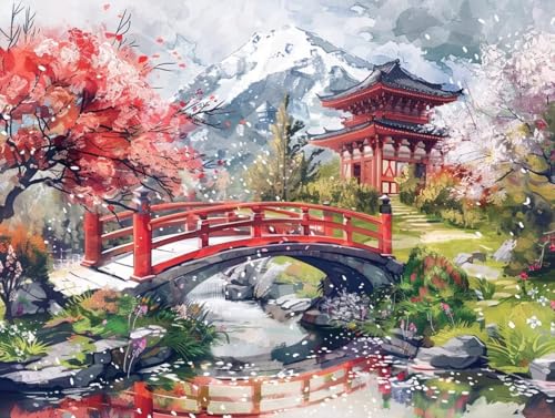 Diamond Painting japanisch Terrasse Set für Erwachsene groß xxl 50x70cm，Diamant Painting Malen nach Zahlen Diamant Anfänger，Full Square Drill Cross Stickerei Malerei Kunst Kit für Wand Home Decor B47 von zzgoanguo