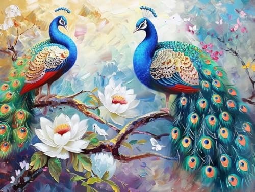 zzgoanguo Diamond Painting Set Erwachsene Vogel Diamant Painting Bilder Pfau Rund Steine Bilder ZubehöR Set,5D Crystal Art Kinder 5D DIY Basteln Erwachsene Bastelset für Haus Wanddeko 30x40cm Q781 von zzgoanguo