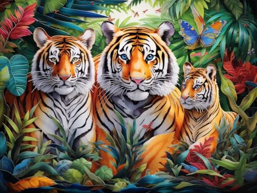 zzgoanguo Diamond Painting Set Erwachsene Wald Diamant Painting Bilder Tiger Rund Steine Bilder ZubehöR Set,5D Crystal Art Kinder 5D DIY Basteln Erwachsene Bastelset für Haus Wanddeko 25x30cm Q429 von zzgoanguo